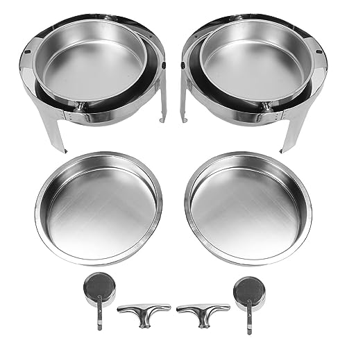 Edelstahl -Schurke Runde Roll Roll Top Chafer 2 Pack lebige Catering -Buffetwärmer für Bankett Hochzeitsfeiern Lebensmittelqualität Edelstahl 6L Kapazität Kapazität von plplaaoo