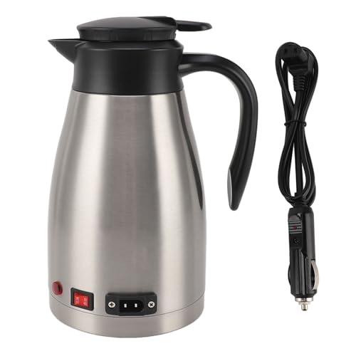 Elektroauto Kettle 12V tragbarer Edelstahl 1300 ml große Kapazität Schnelles Heizung Auto abgeschaltet für den Fahrt mit dem Reisen Camping Roadtrip von plplaaoo