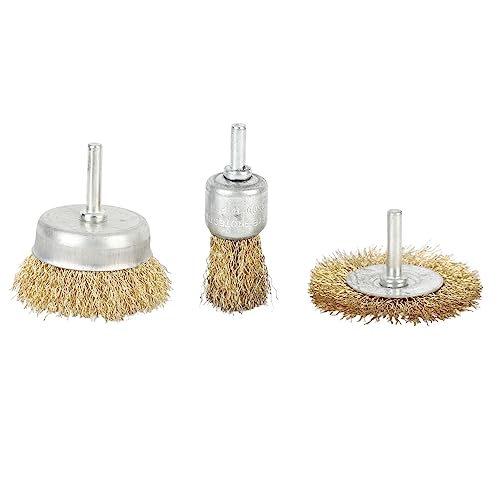 Elektrobohrdrahtbrust Kit 3PCS Edelstahl schnurloser Pinsel Set für Rostfarbenentfernung und Gratreinigung auf Metallholz -Kunststoffflächen passt 4500 U / min -Bohrer von plplaaoo