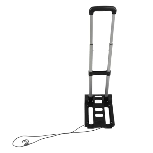 Faltbarer Gepäckwagen mit 2 n kleiner Hand-Truck mit Drawbar Light Duty Dolly für Moving Shopping Travel Schwarz von plplaaoo