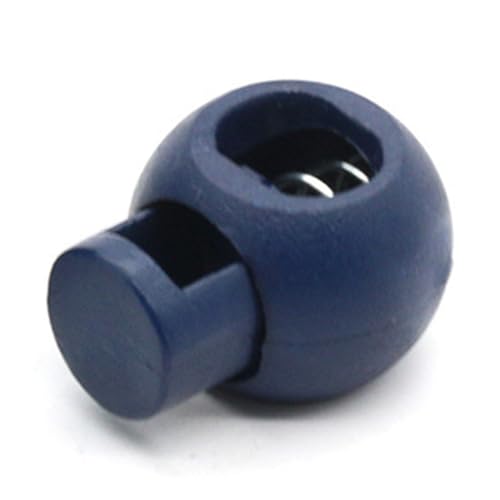 Federkabel Sperre Einlochende Runde Fastenstöpfen Schieberegler Schaltstopper Einstellbares Federdesign für Rucksack Shoelace Sportswear Kunststoffmaterial 22 mm Höhe 17mm Breite (Marineblau) von plplaaoo