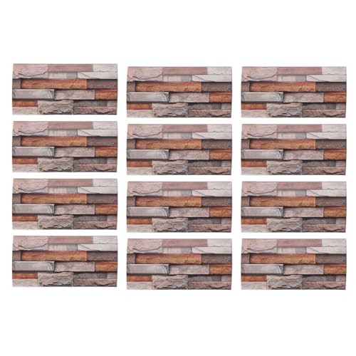 Fliesenwandaufkleber Selbstkleber verdickter PVC wasserdichte Ziegeleffekt Wandaufkleber für Wohnzimmer Schlafzimmer 12 Blätter 30x15 cm (FG-L05) von plplaaoo