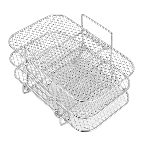 Fritteus den Rack 3 Schicht Edelstahl Multi -Tier -Grill -Rack -Dehydratorzubehör für Luftbraten -Ofen -Mikrowellen -Geschirrspüler Safer sogar Kochen 19x13cm von plplaaoo