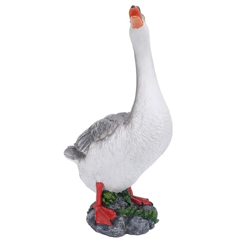 Gans-Gartenstatue, realistische süße Gans-Skulptur aus Kunstharz für Blumenbeet, Brunnen, Balkon, Innenhof, ation für den Innen- und Außenbereich, Zuhause, Büro, Schreibtisch (Linksseite Haltung) von plplaaoo