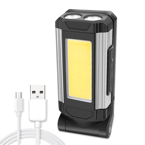 Geklappte Arbeitslichter Aluminiumlegierung USB -Ladung Magnet COB Inspektionslampe Tragbare Füllung Licht (Grau) von plplaaoo
