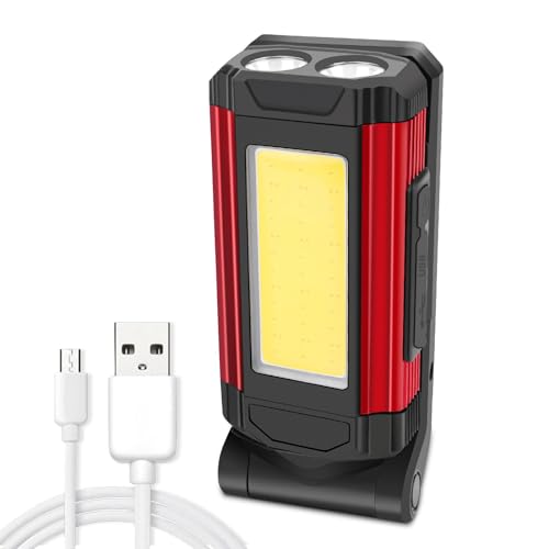 Geklappte Arbeitslichter Aluminiumlegierung USB -Ladung Magnet COB Inspektionslampe Tragbare Füllung Licht (Rot) von plplaaoo