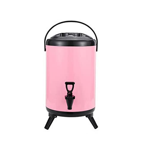 Getränkespender, Isolierter 8-Liter-Getränkespender, Isolierter Eimer Für Heiß- Und Kaltgetränkespender, Edelstahl-Getränkespender Mit Zapfhahn Für Milch, Tee, Kaffee(8L-Rosa) von plplaaoo