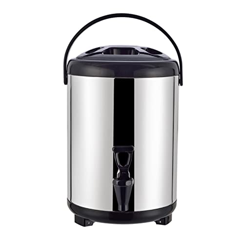 Getränkespender, Isolierter 8-Liter-Getränkespender, Isolierter Eimer Für Heiß- Und Kaltgetränkespender, Edelstahl-Getränkespender Mit Zapfhahn Für Milch, Tee, Kaffee(8L-Stahlfarbe) von plplaaoo