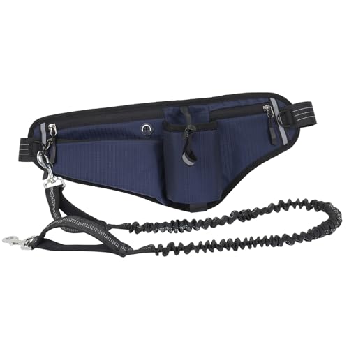 Hände Hundeleine Taille Pack wasserfeste Nacht reflektierend große Kapazität für Hundegasse Wanderwander (Dunkelblau) von plplaaoo