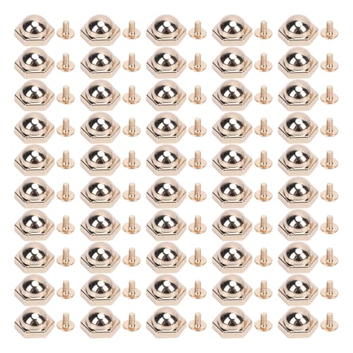 Hex -Nieten Back Schrauben Bolzen Zinklegungsleder -Befestigungselemente für Gürtelbeutel Schuhe Kleidung 15mm 50 Set (Leichtes Gold) von plplaaoo