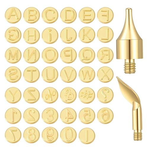 Holzverbrennungspitze Set Messing Alphabet Zahlen Symbol Kit 43pcs für DIY Bastelhandwerk Holz Leder Branding Personalisierung Home Dekoration von plplaaoo