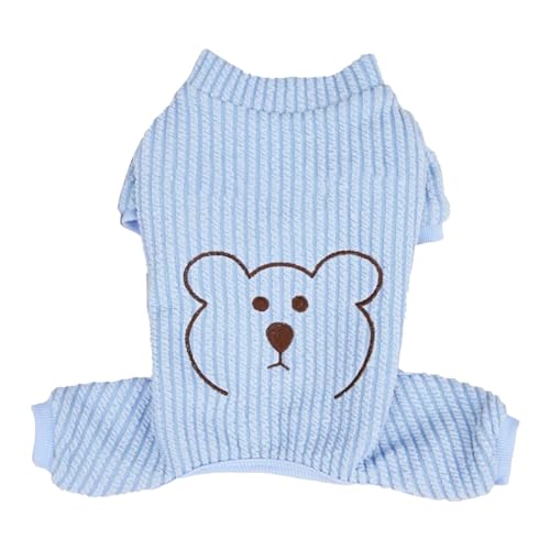 Hund warme Kleidung stilvolle niedliche Cartoon Muster Buchstabe Design weich bequemer Welpe Kleidung für Innen im Freien kleine Hunde Polyester Stoff (Blau) von plplaaoo