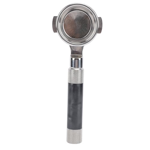 Kaffee Portafilter bodenloser Edelstahl Professioneller E61 Doppelohr Barista Espresso Portafilter für Home Cafe Gewerblicher Verwendung Haltbarer Rostproof (Schwarz) von plplaaoo