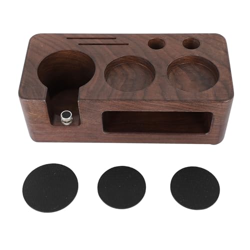 Kaffeemanips Station Holz Premium Walnuss Kaffee Portafilter Halter Tamping Ständer stabile Unterstützung für Home Kitchen Cafe Bar Langable Material (58 mm) von plplaaoo