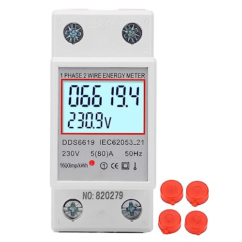 LCD Digital Elektrizitätsmesser Einphase -2 -Pin -DIN -Schienenstrommessgerät 5a 230 V Wechselstrom (Hinterleuchtet) von plplaaoo