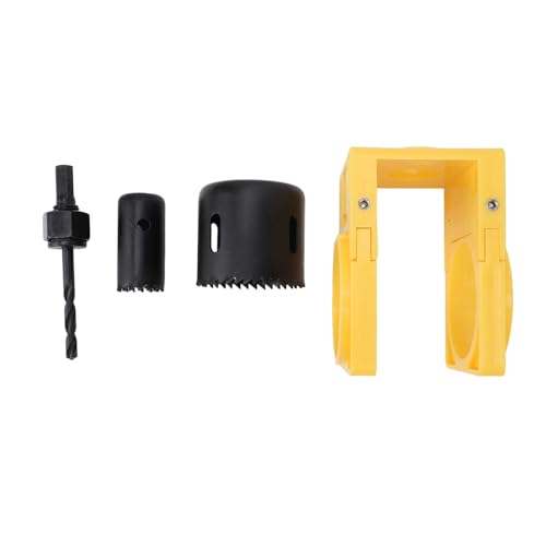 Lock Installation Kit Kohlenstoffstahl Kunststoffanleitung Template Türlochsäure Set für Holztüren Deadbolt Locksets enthält 1U -Vorlage 2 Lochsägen 1 Wellenbohrer Bohrer (Gelb) von plplaaoo
