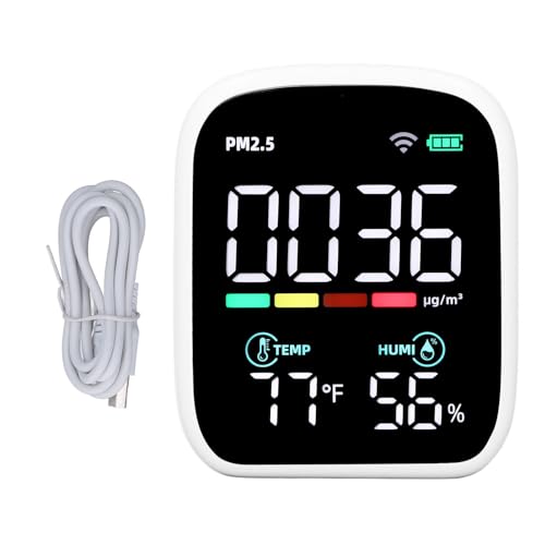 Luftqualitäts-Detektor-Messgerät PM 2,5 Monitor Temperatur-Feuchtigkeit sensor mit NDIR-Technologie für Home Office Travel ABS Material 3,7 V Lithium-Batterie eingebaut von plplaaoo