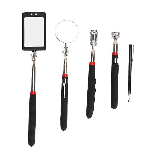 Magnetisches Pickup-Werkzeugset Teleskop-LED-Spiegel Edelstahl 5 Stück für Inspektions wartungs mechaniker Elektriker von plplaaoo