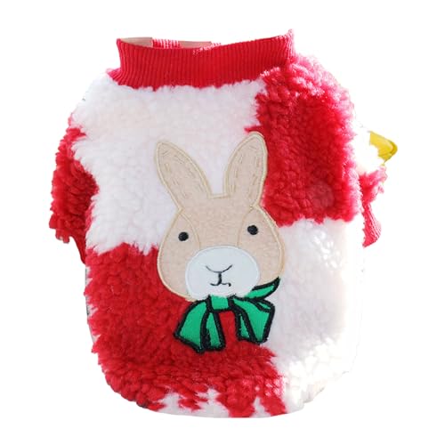 Neujahrskleidung für kleine Hunde, süßes Jahr des Kaninchens, Welpenkostüm, Dekoration für Teddy, Hund, Pommerscher Pudel, festliches Party-Outfit, Polyester (Roter Kaninchen) von plplaaoo