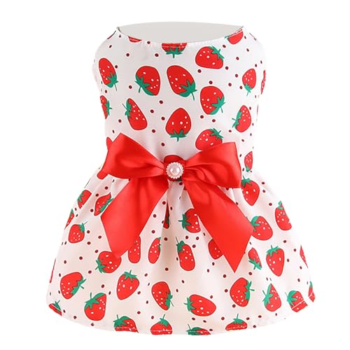 Niedliche Hundekleid -Prinzessin -Stil Erdbeermuster Sommerpupfkostüm weiche Polyester Haustierkleidung für tägliche Tragenfeiertagsfeier (L) von plplaaoo
