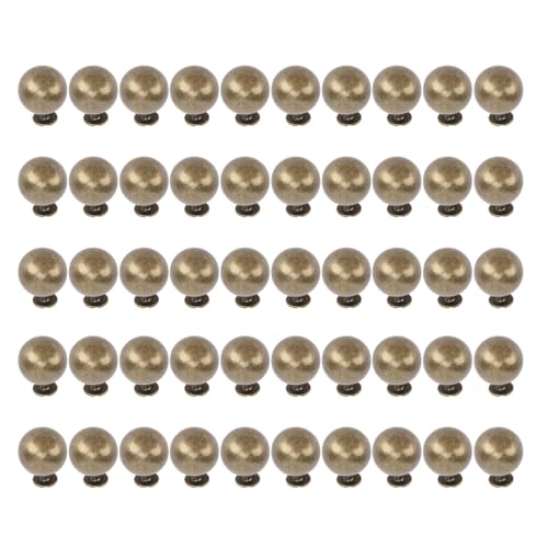 Pearl Rivet Bolzen Kleidung Metallspitzen runde Perlen 50 Set 12mm Ledercraft Dekoration Kunst machen für DIY Lederhandwerk Handtaschen Hut Eisenmaterial 6mm Schlitzschraube (Bronze) von plplaaoo