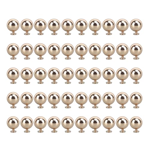 Pearl Rivet Bolzen Kleidung Metallspitzen runde Perlen 50 Set 12mm Ledercraft Dekoration Kunst machen für DIY Lederhandwerk Handtaschen Hut Eisenmaterial 6mm Schlitzschraube (Gold) von plplaaoo