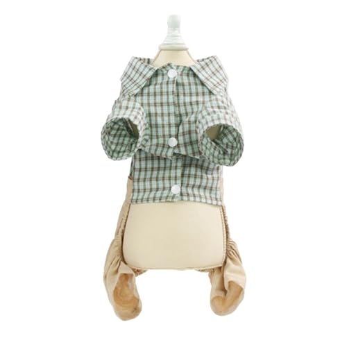 Plaid Hundekleidung atmungsaktiv weicher Welpe Jumpsuit Stilvoller lässiges lässiges Tierhemd Kleidung Overalls Hosen Overall Outfits für tägliche Gehen Baumwollmaterial Alle (M) von plplaaoo