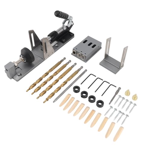 Pocket Hole Jig Kit Professionelles Holzbearbeitungswerkzeug Genauer einstellbarer Winkelbohrerhandbuch mit Stiefmaschinenverschlüsselung für DIY -Projekte und Tischler -Aluminium von plplaaoo