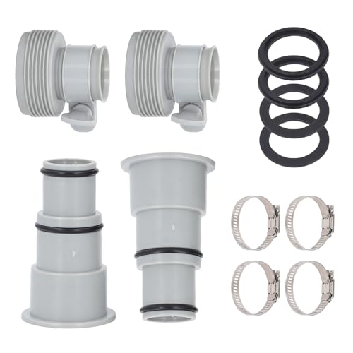 Poolschlauch-Adapter-Set, PVC-Gewindeklemme, Poolpumpen-Schlauchanschluss-Ersatzset für Pool-Kits mit 1,5- und 1,25-Zoll-Schläuchen, inklusive 2 Adaptern, 2 Umrüstköpfen, 4 von plplaaoo