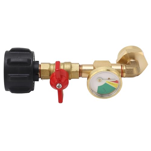 Propan -Refill -Adapter mit Druckmessgerät auf Off -Steuerventil -Gas Ellbogenadapter für 1 Pfund Tank 1‑20lbs QCC1 Zylinder Messingmaterial Einfacher Anschluss von plplaaoo