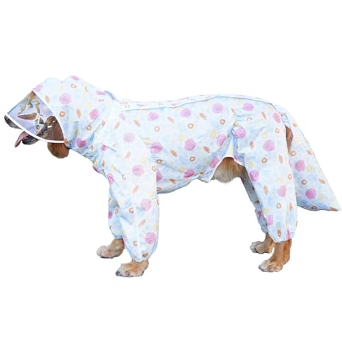 Regenmantel für große Hunde, wasserdicht, atmungsaktiv, transparente Krempe, Kapuze, 4 Beine, Cartoon-Hunderegenjacke für Labrador, Golden Retriever, Polyestermaterial (9XL) von plplaaoo