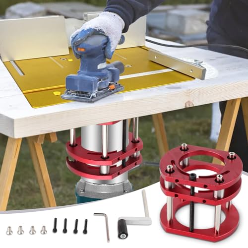 plplaaoo Router Lift Präzise System 4-Backen-Hebebühne Klemm-Frästisch-Hebesystem Oberfräse Tisch Hebesystem Basis Gravur DIY Werkzeuge für Motoren mit 64-66mm Durchmesser von plplaaoo