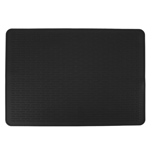 Schale Trocknungsmatte Silikon Nicht -Schlupf -Hitzefantes heißes Topfstichpad für Küchentisch unter Waschbeckenschubladen großer Größe 28 x 19,7 Zoll Premium Dauerhaftes (Schwarz) von plplaaoo