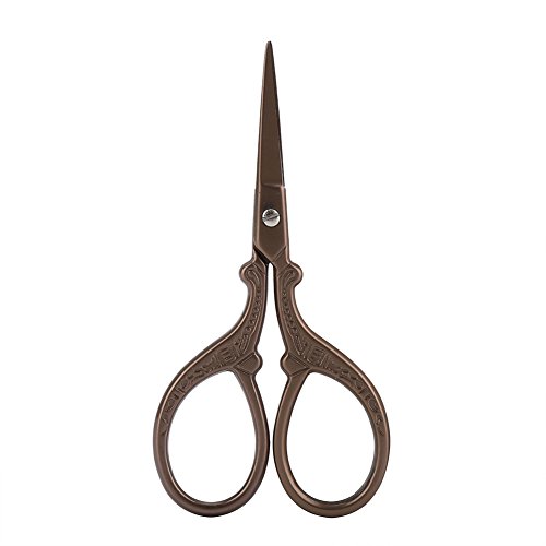 Schere im Vintage Design Glänzend Finish Edelstahl Zum Nähen Stoffhandwerk DIY Projekte (Kleine Schere Gold Braun) von plplaaoo