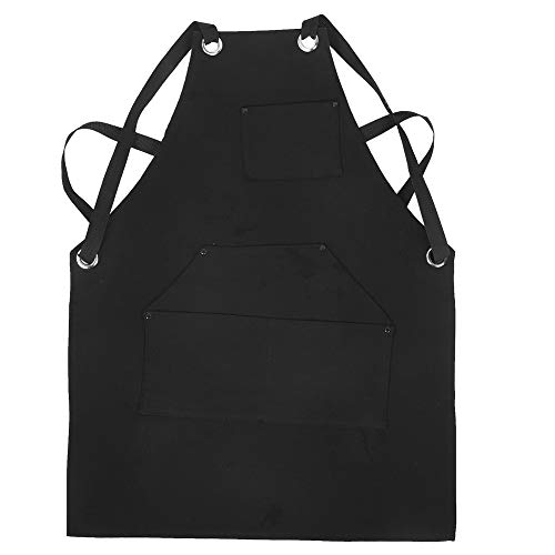Schwarze, strapazierfähige Werkzeugschürze für Gartenarbeiten im Freien, aus Segeltuch, mit Mehreren Taschen zur Aufbewahrung von Werkzeugen, für Bauarbeiten und Basteln von plplaaoo