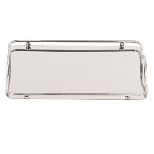 Serviertablett,Edelstahltablett,großes rechteckiges Tablett,Elegantes rechteckiges Edelstahltablett mit Griff,multifunktionales kommerzielles Geschirrtablett für Kaffee, Wasser, Tassen, Obst von plplaaoo