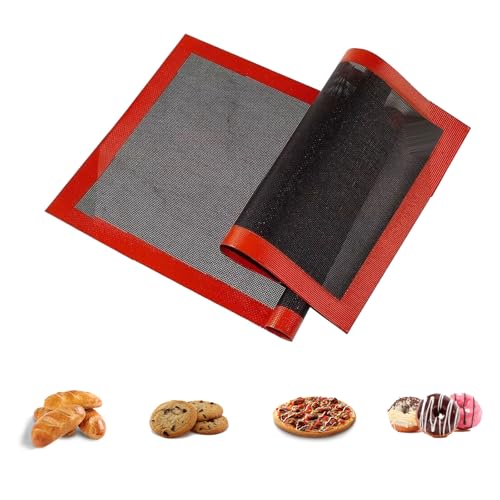 Silikon Backmatte, Silikon-Pizzamatte, 2 Stück, Perforierte Backmatten, Wiederverwendbar Rutschfestes Silikonmatte Baking Mat, 30 X 40 Cm, Für Kekse, Backform, Ofenauskleidung, Silikon-Backmatte von plplaaoo