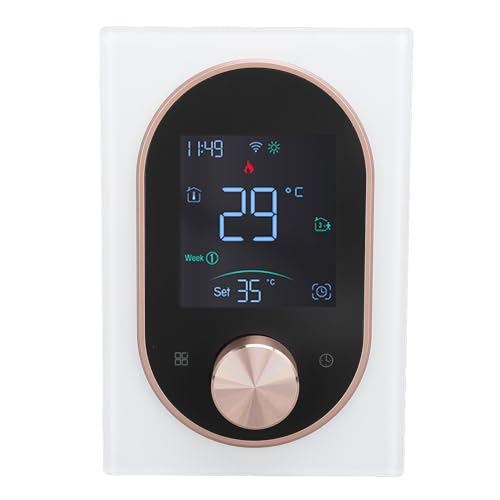 Smart Color Thermostat Programmierbares Touchscreen LCD -Wasserheizthermostat mit App -Steuerung für Home Hotel Office AC 95 V bis 240 V ABS Aluminiumlegierung 130x88x38mm (Mobilfunkmodell für Tuya) von plplaaoo