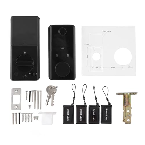 Smart Door Sperre Fingerabdruckschlüsselkarten Passwort App Control Türsperre für 35 bis 60 mm Holztür Aluminiumlegierung ABS 5 Entsperren Modi von plplaaoo