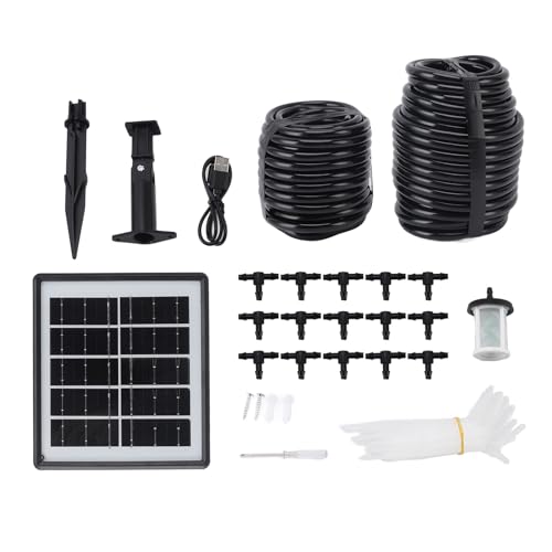Solar Automatische Tropfbewässerungskit -System Smart DIY Solar Powered Watering System mit Timer für Garten -Gewächshaus -Balkon ABS PVC 2000mAh Batterie 15 Tropfpfeile von plplaaoo
