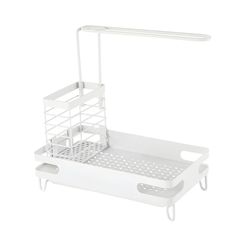 Spülenlagerständer Arbeitsplatte Regal Stürze Waschbecken Rack Trocknen Ragschwamm Abflussregal für Küchenorganisator Kohlenstoffstahl (Weiß) von plplaaoo