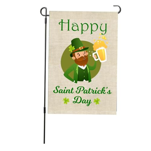 St. Patricks Day Gartenflagge doppelseitig verblührende dekorative Polyesterblattflagge für Rasen Hof Party Outdoor Dekor (S05) von plplaaoo