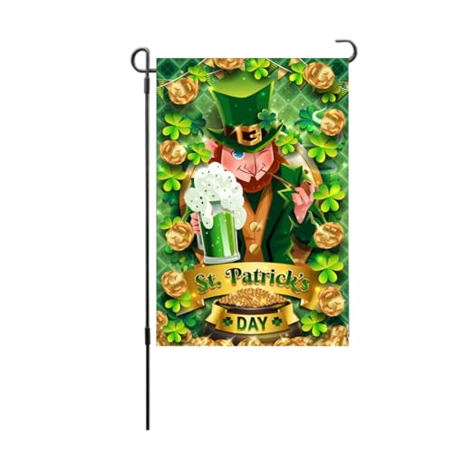 St. Patricks Day Gartenflagge doppelseitige Dekorationsflagge im Freien für Rasen Hinterhof Party aus 100d Polyester Größe 17,7 x 11,8 Zoll (S35) von plplaaoo