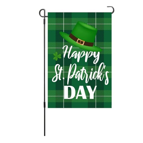 St. Patricks Day Gartenflagge exquisit doppelseitige dekorative Outdoor -Flagge für Patio Veranda Balkon Backyard Rasen Wohnkultur Irish thematisches Polyester 11.8x17.7in (S27) von plplaaoo