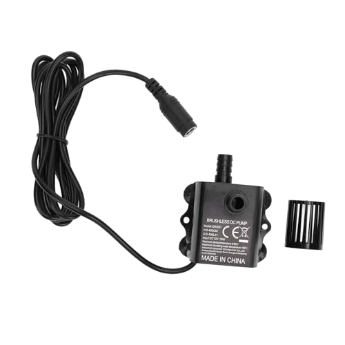 Tauchwasserpumpe, DC 12 V, 10 W, 400 l/h, bürstenlos, wasserdicht, leise, einstellbarer Durchfluss, Tauchpumpe für Aquarien, Springbrunnen, Wasserkühlsysteme von plplaaoo