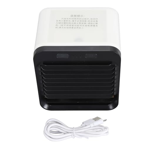 Tragbarer Misting -Lüfter USB wiederaufladbar 5000mAh Batterie Batterie Luftkühlventilator mit 200 ml Wassertank für Camping im Freien Innenschreibtisch Verwenden Sie ABS -Material (Schwarz Weiß) von plplaaoo
