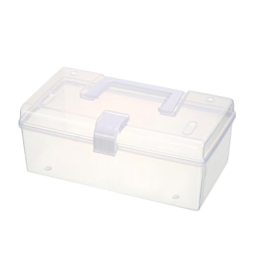 Transparente Speicherbox mit großer Kapazität Handheld Desktop Organizer Tragbarer multifunktionaler Speicherbehälter mit Griff für Home Office (L) von plplaaoo