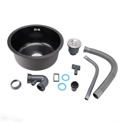 Unterbezinung kleiner Küchenspüle Professionelle Nano schwarzer Edelstahl Single Bowl Küchenbar Spüle für Küchenstangendurchmesser 15.7in von plplaaoo