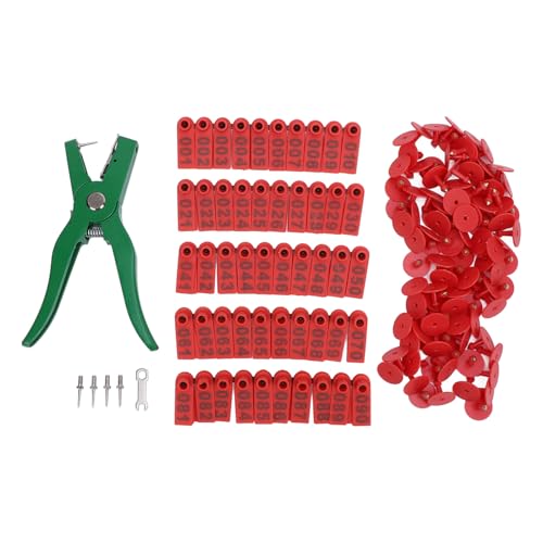 Viehohr -Ohr -Tag -Applikator -Kit Langlebige multifunktionale Tier -Tagging -Werkzeug für Tierärzte Landarbeiter mit Edelstahl -Kunststoffkonstruktion Grün rote Tags 2pcs Nadeln von plplaaoo