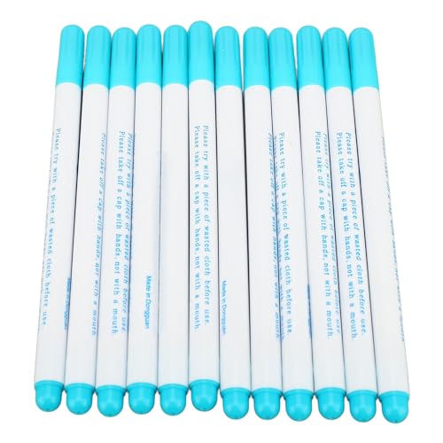 Wasserlösliche Stifte verschwinden Tintengewebemarkierungen 12 Pack multifunktionales Wasserlöslicher Markierstifte für Stickelquilthandwerk Plastikfaser 15,5 cm (Blau) von plplaaoo